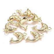 Alloy Pendants, Lead Free & Nickel Free & Cadmium Free, Dolphin, Real 18K Gold Plated, 31.5x21x4mm, Hole: 4mm(TIBEP-A040-035G-NR)