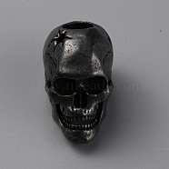 Brass European Beads, Large Hole Beads, Skull, Gunmetal, 21x14x20mm, Hole: 6mm(FIND-WH0152-46B)