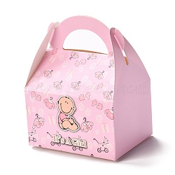 Paper Candy Boxes, Jewelry Candy Baby Shower Gift Packaging Boxes, Rectangle Shape, Pink, 6.15x7.95x10.35cm(CON-B005-09A)