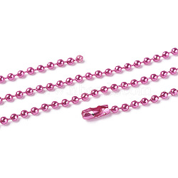 Iron Ball Bead Chains, Soldered, with Iron Ball Chain Connectors, Hot Pink, 28 inch, 2.4mm(CH-E002-2.4mm-1A)