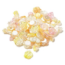 Opaque Acrylic Beads, Mixed Shapes, Gold, 11~23x12.5~30x2.5~10.5mm, Hole: 1~2mm(OACR-H039-03C)