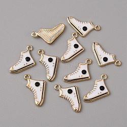 Zine Alloy Enamel Charms, Shoes Charms, Light Gold, White, 12x17x2mm, Hole: 1.5mm(ENAM-WH0065-03LG-04)