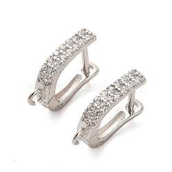 925 Sterling Silver Cubic Zirconia Leverback Earring Findings, with Loop, Platinum, 14.5x10.5x3mm, Hole: 1.5mm, Pin: 9x0.5mm(STER-U009-08P)