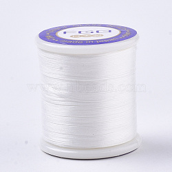 Nylon 66 Coated Beading Threads for Seed Beads, White, 0.1mm, about 54.68 yards(50m)/roll(NWIR-R047-001)