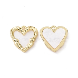 Opaque Resin Pendants, with Light Gold Plated Alloy Findings, Heart Charm, White, 18x18x3mm, Hole: 1.8mm(PALLOY-F285-07B-LG)