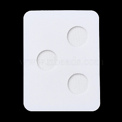 3-Hole Acrylic Pearl Display Board Loose Beads Paste Board, with Adhesive Back, White, Rectangle, 5.95x4.45x0.1cm, Inner Size: 1.2cm in diameter(ODIS-M006-01C)