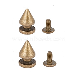 Iron Rivets Set, for Clothes Bag Shoes Leather Craft, Cone, Antique Bronze, 7~11.5x7~7.5mm, Hole: 4mm(IFIN-WH0057-42AB)