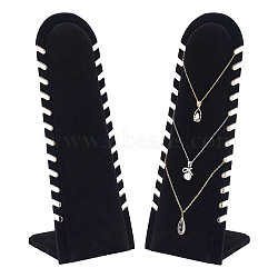 Wood Covered with Velvet Slant Back Necklace Display Stands, Jewelry Organizer Holder for Necklaces Storage, Black, 11.6x9.1x30.1cm(EDIS-WH0016-059)