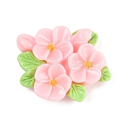 Opaque Resin Cabochons, Flower, Pink, 28.5x34.5x8.5mm(CRES-D283-01G-02)