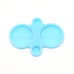 DIY Earring Silicone Molds, Resin Casting Pendant Molds, For UV Resin, Epoxy Resin Jewelry Making, Flat Round, Deep Sky Blue, 44x59x5mm, Inner Diameter: 8.5mm and 23mm(DIY-TAC0012-57)