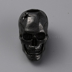 Brass European Beads, Large Hole Beads, Skull, Gunmetal, 21x14x20mm, Hole: 6mm(FIND-WH0152-46B)