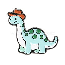 Cowboy Dinosaur Alloy Enamel Pins, Black Lapel Pin Backs for Backpack Clothes, Pale Turquoise, 28.5x31mm(JEWB-G046-04A)