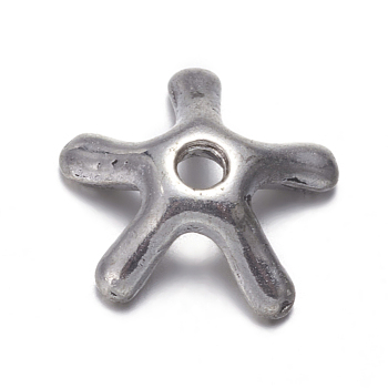 Antique Silver Tone Flower Tibetan Silver Bead Caps, Lead Free & Cadmium Free, about 8.5mm in diameter, Hole: about 1mm