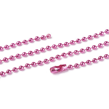 Iron Ball Bead Chains, Soldered, with Iron Ball Chain Connectors, Hot Pink, 28 inch, 2.4mm