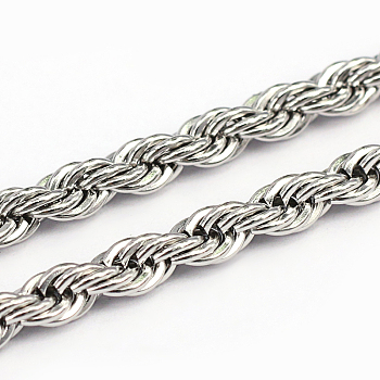 304 Stainless Steel Rope Chains, Stainless Steel Color, 4.8x1mm