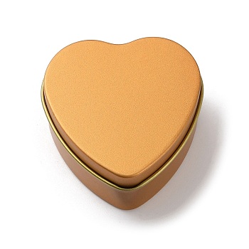 Tinplate Iron Heart Shaped Candle Tins, Gift Boxes with Lid, Storage Box, Gold, 6x6x2.8cm