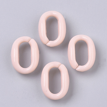 Acrylic Linking Rings, Quick Link Connectors, For Jewelry Cable Chains Making, Oval, Misty Rose, 16x11x6.5mm, Inner Diameter: 11x5mm, about 1136pcs/500g