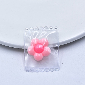 Flower Transparent Bag Pendants, Flower Charms for DIY Necklaces Earrings Keychain, Pearl Pink, 30x29x5mm, Hole: 1.2mm