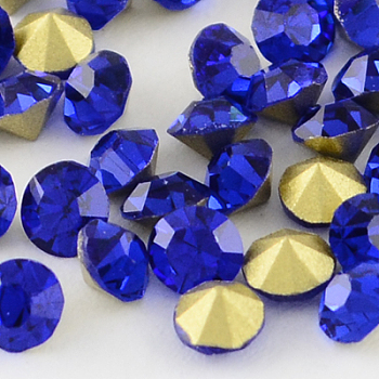 Grade A Glass Pointed Back Chaton Rhinestones, Back Plated, Diamond, Sapphire, 4.0~4.2mm, about 144pcs/gross