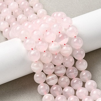 Natural Pink Calcite Beads Strands, Round, Pink, 10~11mm, Hole: 1mm, about 40pcs/strand, 15.59''(39.6cm)