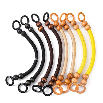 Purse Handle, with Nylon Cord and Wood Beads, for Bag Handles Replacement Accessories, Mixed Color, 38x1.5cm, 4color, 2pcs/color, 8pcs/set