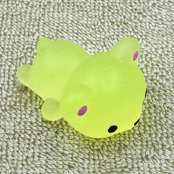 Luminous TPR Stress Toy, Funny Fidget Sensory Toy, for Stress Anxiety Relief, Glow in The Dark Bear, Green Yellow, 40mm