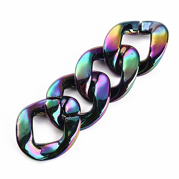 Acrylic Linking Rings, Quick Link Connectors, For Jewelry Chains Making, AB Color Plated, Twist, Rainbow color Plated, 40x33x6.5mm, Inner Diameter: 18x22mm
