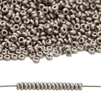 TOHO 6/0 Demi Round Beads, Japanese Seed Beads, Matte Nickel Plating, (566) Opaque Metallic Frosted Antique Silver, 6/0, 4x1.9mm, Hole: 1.5mm, about 13500pcs/pound(450g)