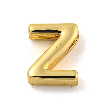 Brass Pendants, Real 18K Gold Plated, Letter Z, 8.5x7x3mm, Hole: 1.2mm