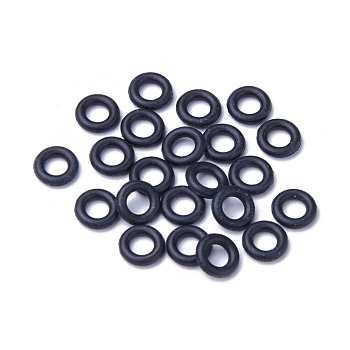 Rubber O Rings, Donut Spacer Beads, Fit European Clip Stopper Beads, Black, about 8mm in diameter, 1.9mm thick, 4.2mm inner diameter
