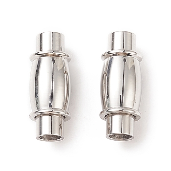 304 Stainless Steel Magnetic Clasps with Glue-in Ends, Column with Barrel, 15x6mm, Hole: 3mm