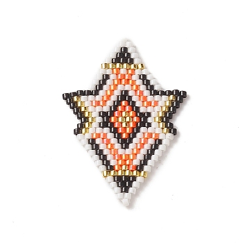 Handmade Loom Pattern MIYUKI Seed Beads, Star Pendants, Red, 41x38x2mm, Hole: 0.8mm