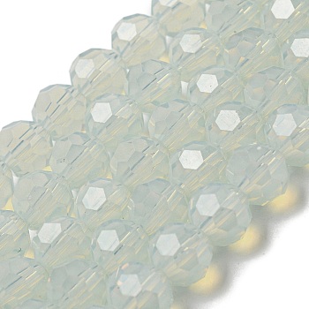 Imitation Jade Glass Beads Stands, Faceted, Round, Clear, 8mm, Hole: 1mm, about 72pcs/strand, 20.67''(52.5cm)