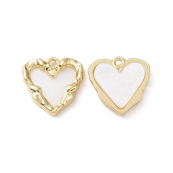 Opaque Resin Pendants, with Light Gold Plated Alloy Findings, Heart Charm, White, 18x18x3mm, Hole: 1.8mm