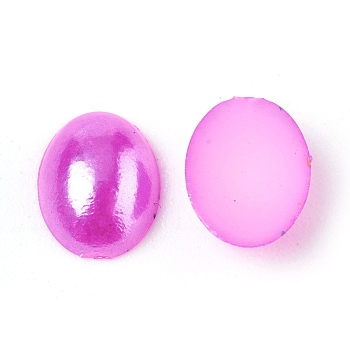 ABS Plastic Imitation Pearl Cabochons, Oval, Fuchsia, 8x6x2mm, about 5000pcs/bag