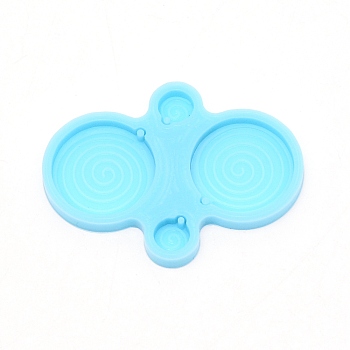 DIY Earring Silicone Molds, Resin Casting Pendant Molds, For UV Resin, Epoxy Resin Jewelry Making, Flat Round, Deep Sky Blue, 44x59x5mm, Inner Diameter: 8.5mm and 23mm