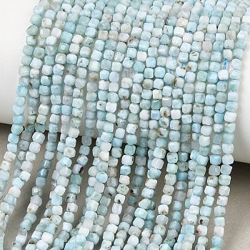 Natural Larimar Beads Strands, Faceted Table Cut Cube, Grade AA, 2~2.5x2~2.5x2mm, Hole: 0.5mm, about 188pcs/strand, 15.67''(39.8cm)