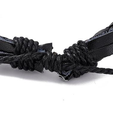 Adjustable Casual Unisex Zinc Alloy and Braided Leather Multi-strand Bracelets(BJEW-BB15639-B)-3
