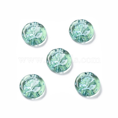 Medium Aquamarine Flat Round Acrylic Beads