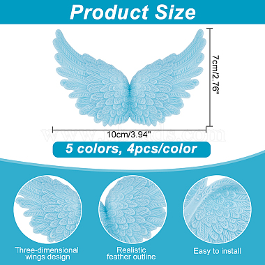 24Pcs 6 Colors Plastic Angel Wings Ornament(DIY-AR0002-99A)-2