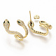 Brass Micro Pave Clear Cubic Zirconia Stud Earrings(EJEW-S208-048)-2