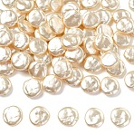 100Pcs ABS Plastic Imitation Pearl Beads, Flat Round, Beige, 14.5x14.5x5.5mm, Hole: 1.6mm(OACR-YW0003-70)