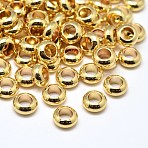 Brass Flat Round Spacer Beads, Golden, 7x3mm, Hole: 3.5mm(KK-M085-10G-NR)