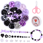 DIY Bracelets Making Kit, Including Acrylic & Plastic Beads, Strong Stretchy Beading Elastic Thread, Stainless Steel Scissors, Mixed Color, 8mm, Hole: 1.5mm(DIY-YW0017-26)