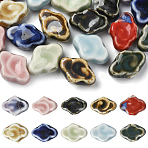 20Pcs 10 Colors Handmade Porcelain Beads, Cloud, Fancy Antique Glazed Porcelain, Mixed Color, 10~12x16~16.5x6~6.5mm, Hole: 2.5~3mm, 2pcs/color(PORC-FS0001-44)