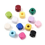 Opaque Baking Paint Acrylic European Beads, Mixed Color, Large Hole Bead, Cube, 11.5x11.5x11.5mm, Hole: 4.5mm, about 384pcs/500g(OACR-G055-03)