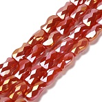 Electroplate Glass Beads Strands, Fish, AB Color, Faceted, FireBrick, 10x6x4mm, Hole: 1.2mm, about 70pcs/strand, 27.56''(70cm)(EGLA-P066-01A-AB03)