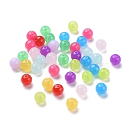Imitation Jade Acrylic Beads, Round, Mixed Color, 10mm, Hole: 2mm, about 833pcs/500g(SACR-S188-10mm-M)