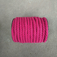 3-Ply Macrame Cotton Cord, Twisted Cotton Rope, for Wall Hanging, Plant Hangers, Crafts and Wedding Decorations, Deep Pink, 12mm, about 21.87~24.05 yards(20~22m)/roll(OCOR-L039-F13)