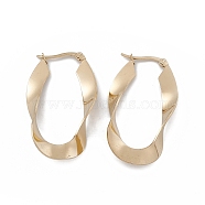 201 Stainless Steel Twist Oval Hoop Earrings with 304 Stainless Steel Pins for Women, Golden, 42~43.5x19.4~21x0.9~1mm, Pin: 0.8~1.2x0.8mm(EJEW-B016-20G)